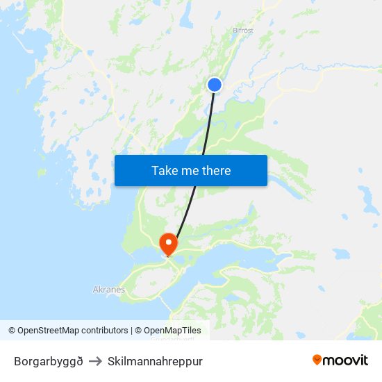 Borgarbyggð to Skilmannahreppur map