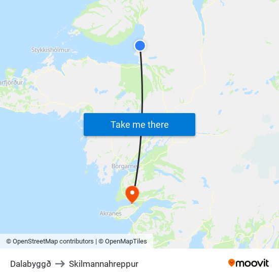 Dalabyggð to Skilmannahreppur map