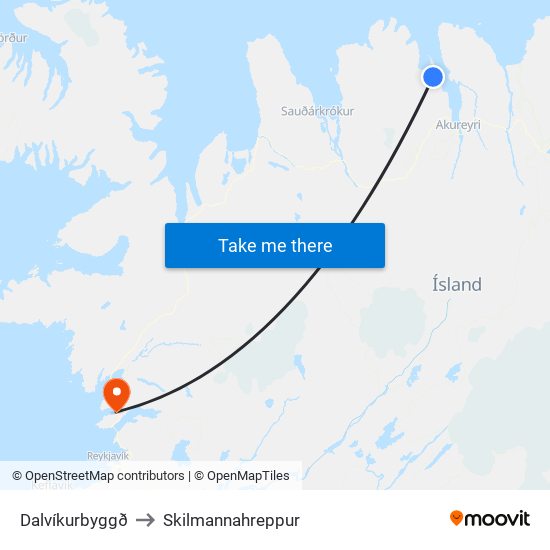 Dalvíkurbyggð to Skilmannahreppur map