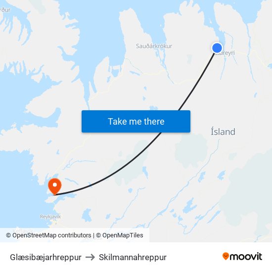 Glæsibæjarhreppur to Skilmannahreppur map