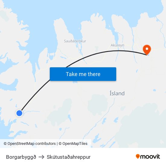 Borgarbyggð to Skútustaðahreppur map