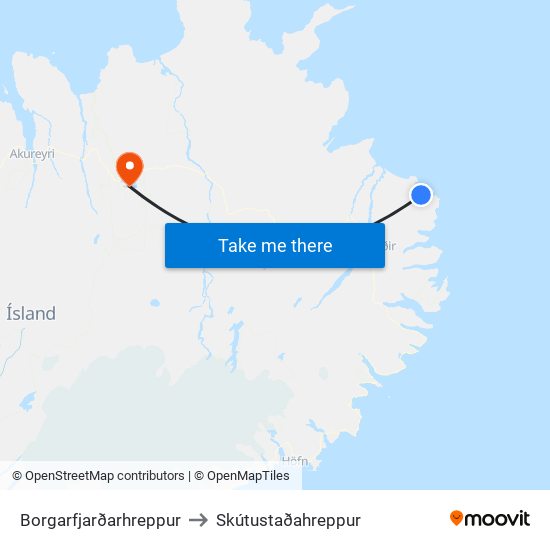 Borgarfjarðarhreppur to Skútustaðahreppur map