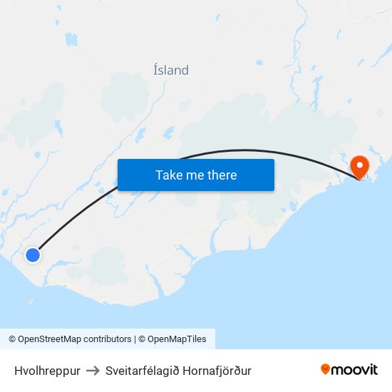 Hvolhreppur to Sveitarfélagið Hornafjörður map