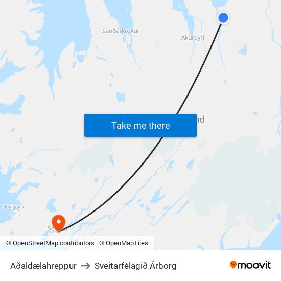 Aðaldælahreppur to Sveitarfélagið Árborg map