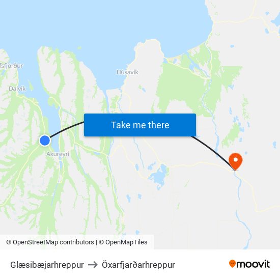 Glæsibæjarhreppur to Öxarfjarðarhreppur map