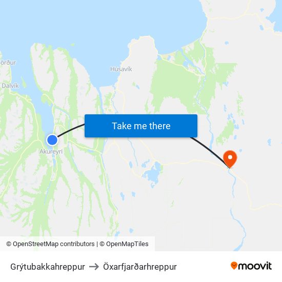 Grýtubakkahreppur to Öxarfjarðarhreppur map