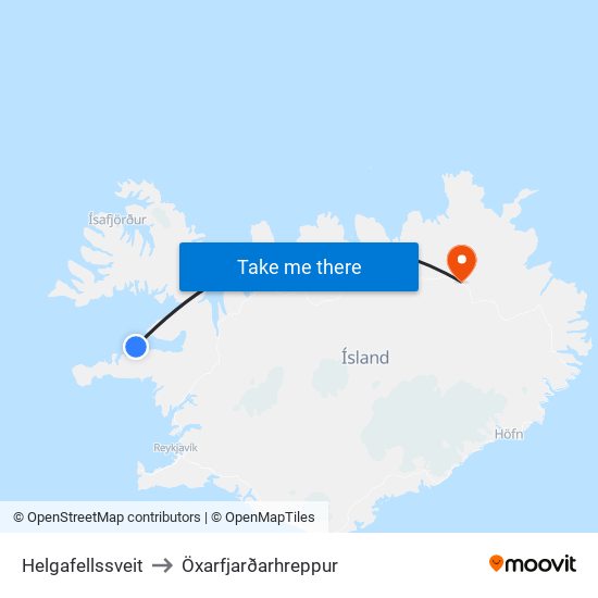 Helgafellssveit to Öxarfjarðarhreppur map