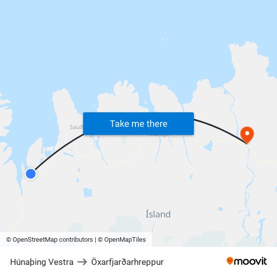 Húnaþing Vestra to Öxarfjarðarhreppur map