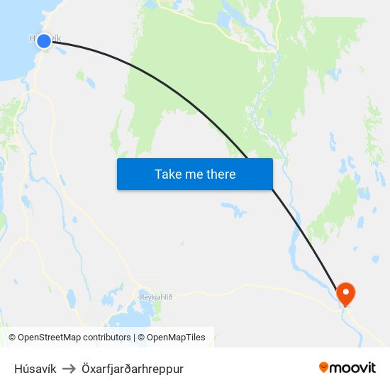 Húsavík to Öxarfjarðarhreppur map