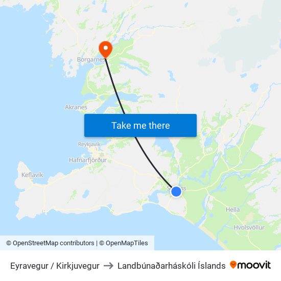 Eyravegur / Kirkjuvegur to Landbúnaðarháskóli Íslands map