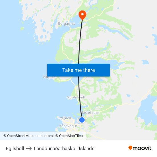 Egilshöll to Landbúnaðarháskóli Íslands map