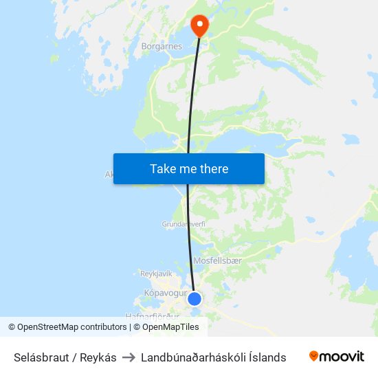 Selásbraut / Reykás to Landbúnaðarháskóli Íslands map