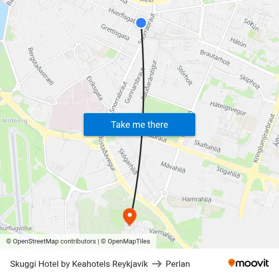 Skuggi Hotel by Keahotels Reykjavík to Perlan map
