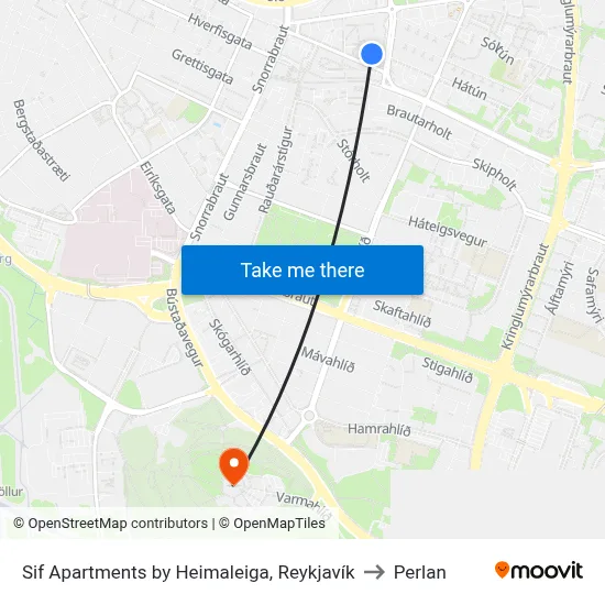 Sif Apartments by Heimaleiga, Reykjavík to Perlan map