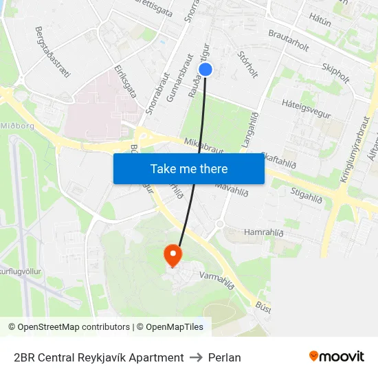 2BR Central Reykjavík Apartment to Perlan map