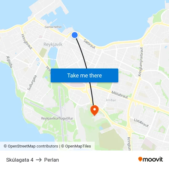 Skúlagata 4 to Perlan map