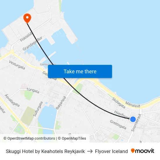 Skuggi Hotel by Keahotels Reykjavík to Flyover Iceland map
