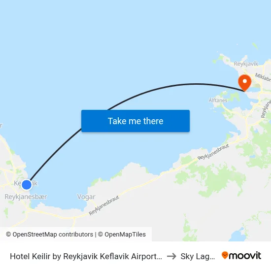 Hotel Keilir by Reykjavik Keflavik Airport Keflavík to Sky Lagoon map