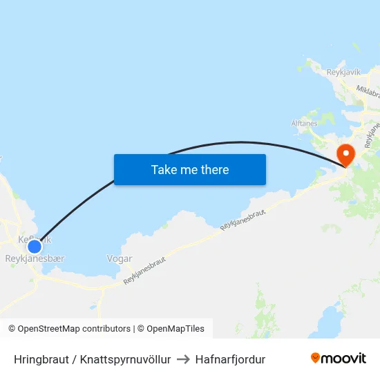 Hringbraut / Knattspyrnuvöllur to Hafnarfjordur map