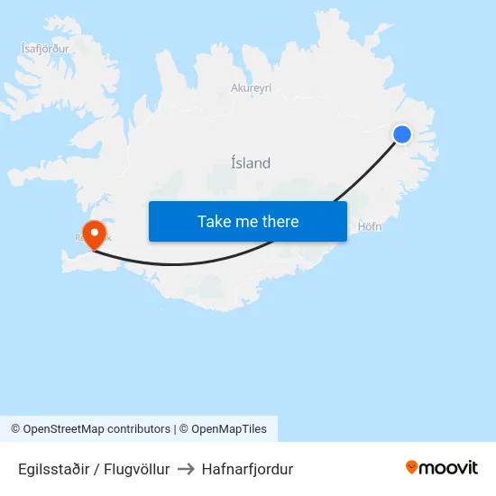 Egilsstaðir / Flugvöllur to Hafnarfjordur map
