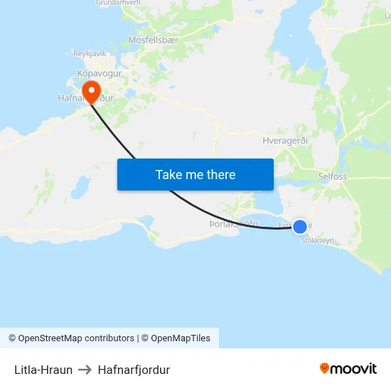 Litla-Hraun to Hafnarfjordur map