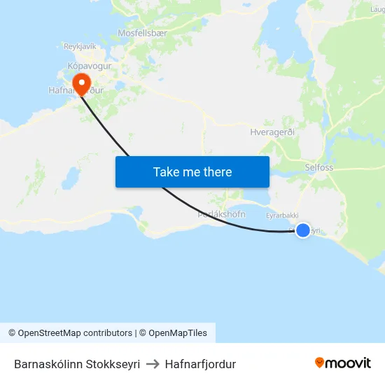 Barnaskólinn Stokkseyri to Hafnarfjordur map