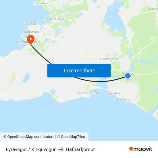 Eyravegur / Kirkjuvegur to Hafnarfjordur map