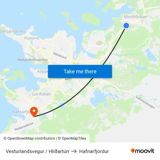 Vesturlandsvegur / Hlíðartún to Hafnarfjordur map