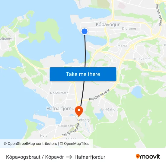 Kópavogsbraut / Kópavör to Hafnarfjordur map