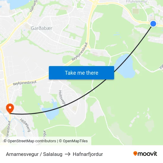 Arnarnesvegur / Salalaug to Hafnarfjordur map