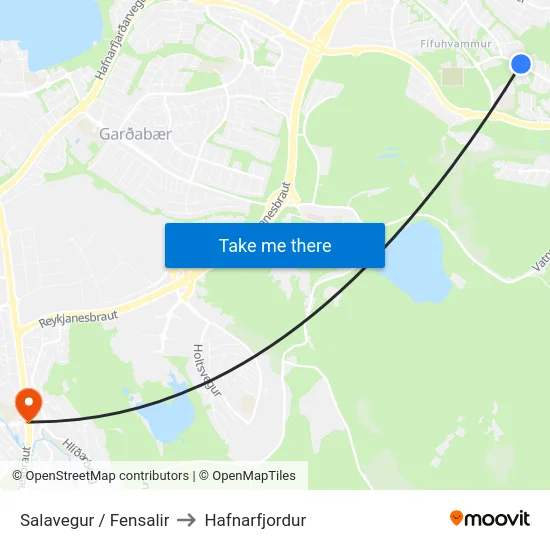 Salavegur / Fensalir to Hafnarfjordur map