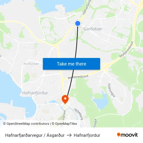Hafnarfjarðarvegur / Ásgarður to Hafnarfjordur map