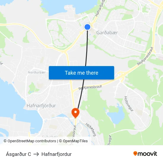 Ásgarður C to Hafnarfjordur map