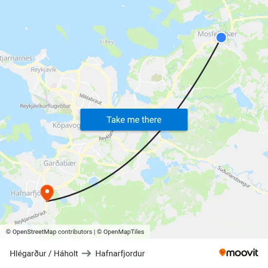 Hlégarður / Háholt to Hafnarfjordur map