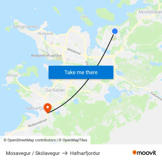 Mosavegur / Skólavegur to Hafnarfjordur map