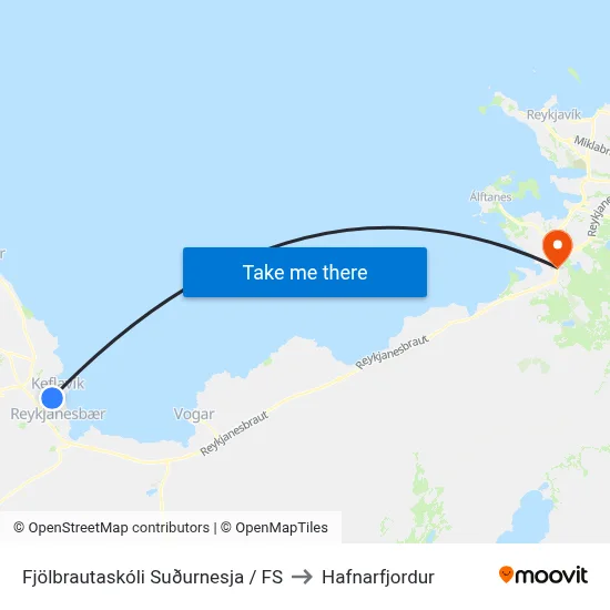 Fjölbrautaskóli Suðurnesja / FS to Hafnarfjordur map