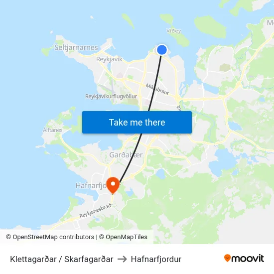 Klettagarðar / Skarfagarðar to Hafnarfjordur map