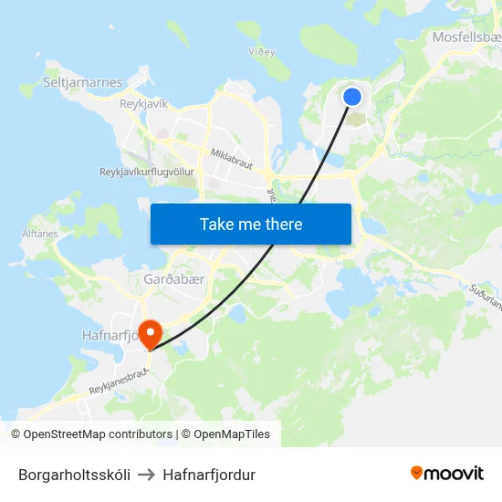 Borgarholtsskóli to Hafnarfjordur map