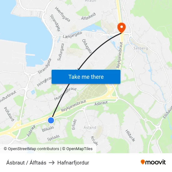 Ásbraut / Álftaás to Hafnarfjordur map