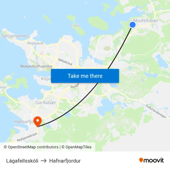 Lágafellsskóli to Hafnarfjordur map