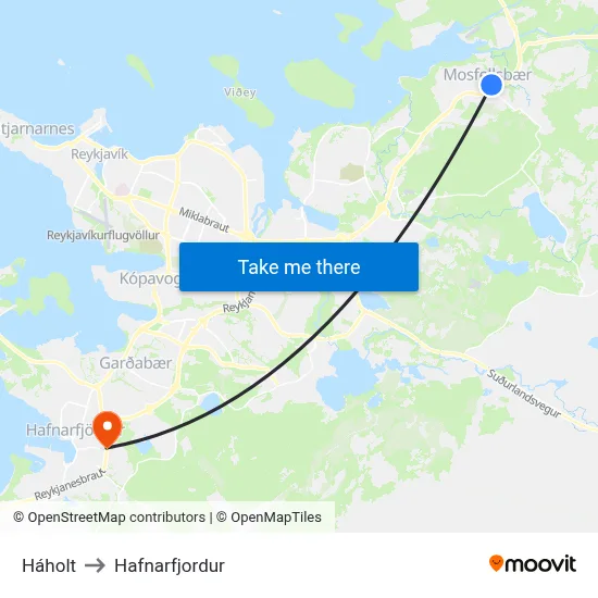 Háholt to Hafnarfjordur map
