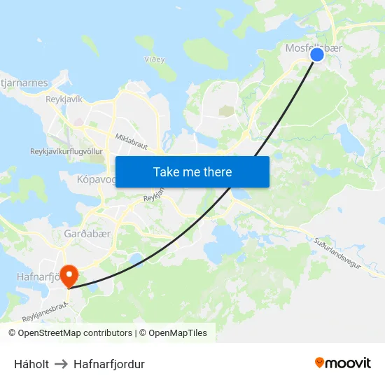 Háholt to Hafnarfjordur map