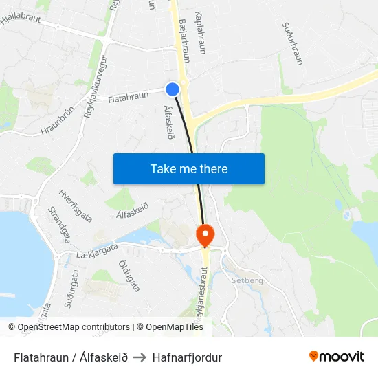 Flatahraun / Álfaskeið to Hafnarfjordur map