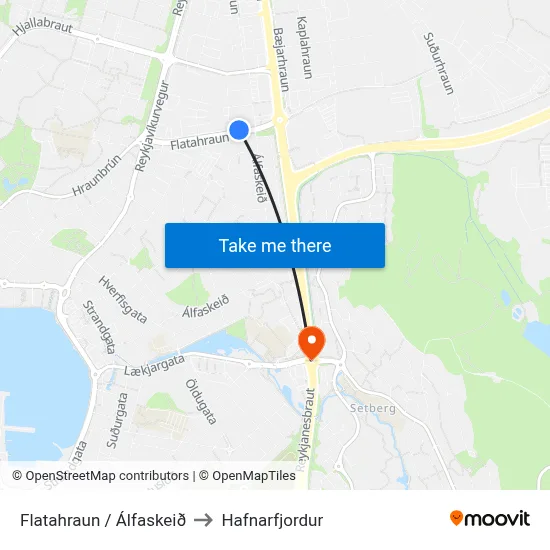 Flatahraun / Álfaskeið to Hafnarfjordur map
