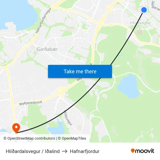 Hlíðardalsvegur / Iðalind to Hafnarfjordur map