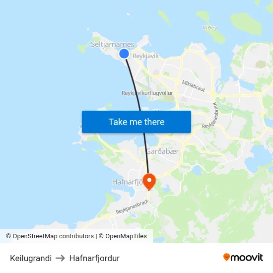 Keilugrandi to Hafnarfjordur map