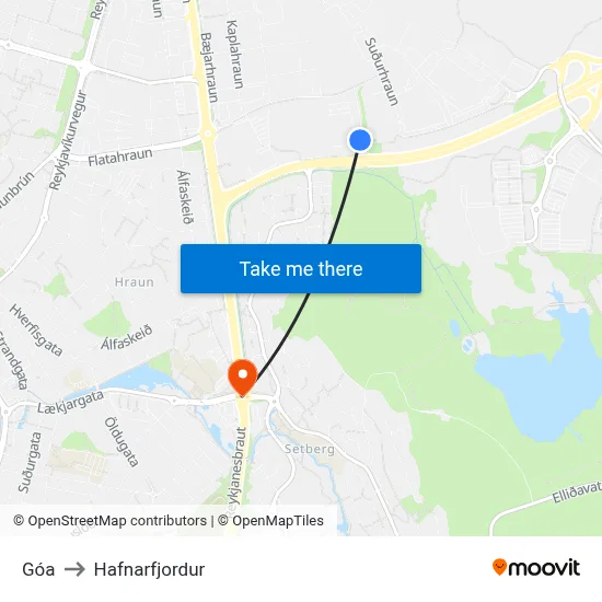 Góa to Hafnarfjordur map