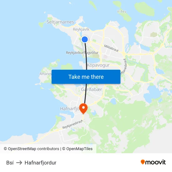 Bsí to Hafnarfjordur map