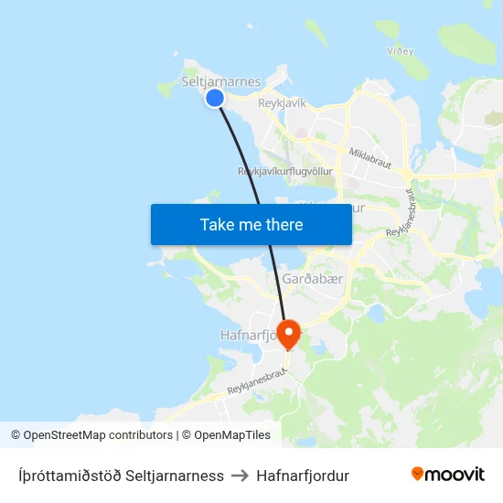 Íþróttamiðstöð Seltjarnarness to Hafnarfjordur map