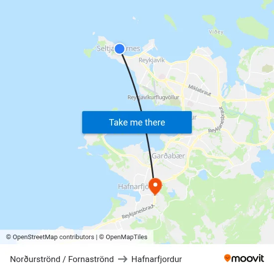 Norðurströnd / Fornaströnd to Hafnarfjordur map